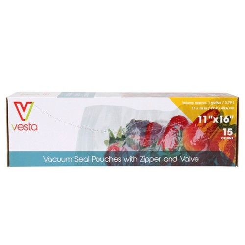 Vesta Reusable Handheld Sealer Pouches - 15 Pack Gallon Size