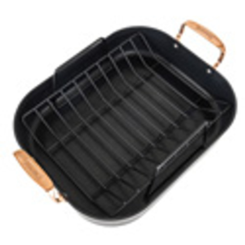 Viking 3-Ply Copper 16 X 13 inch Roaster with 2 Piece Carving Set