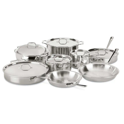 All-Clad d3 Stainless Steel 14 Piece Cookware Set with Straight Edge
