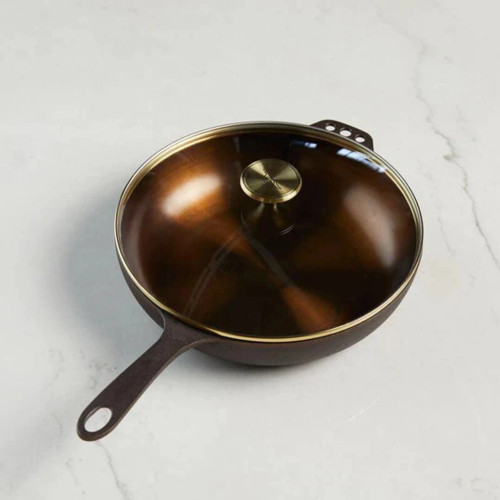 Smithey Cast Iron 11” Deep Skillet with Glass Lid